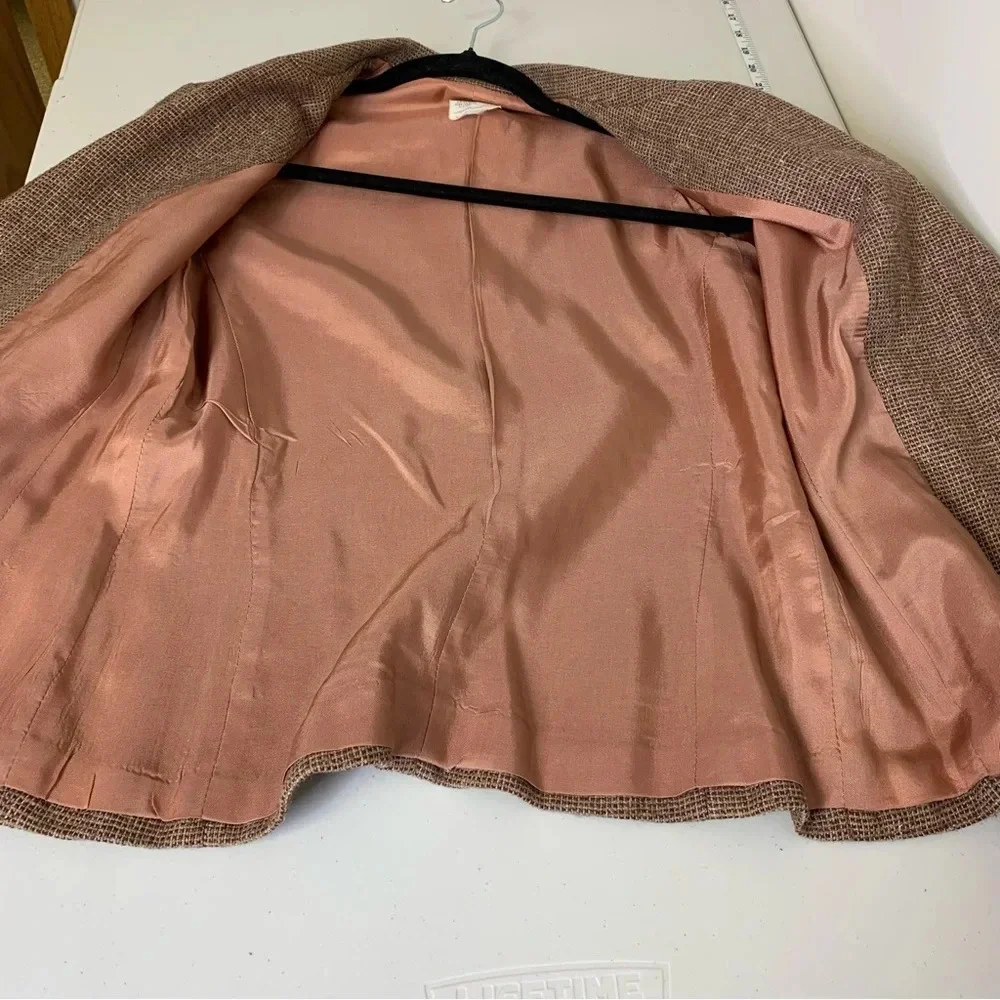 Vintage 60s 70s  Red Brown Textured Lightweight 2 Button Front Blazer Size 10 - Picture 12 of 12
